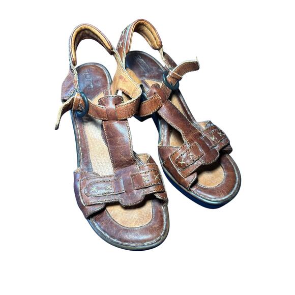 Born Ankle Adjustable Strap Sandals Open Toe Leather Womens 8 Classic Comfort - Picture 1 of 7